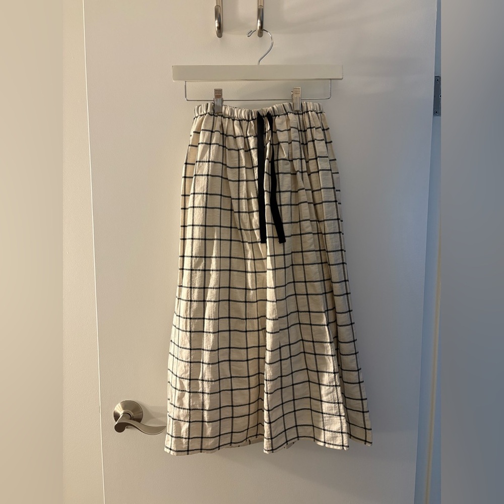 Corey Lynn Calter Cream and Black Checkered Maxi Skirt